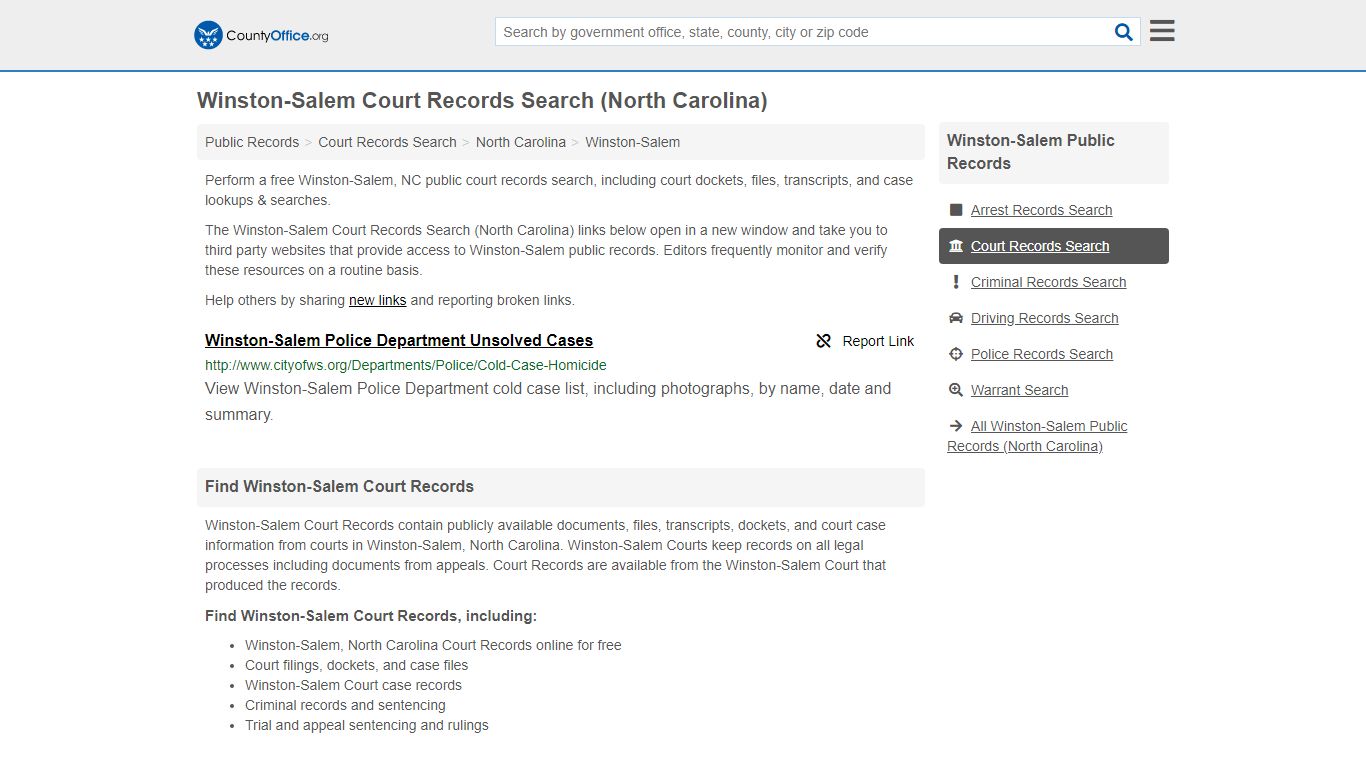 Winston-Salem Court Records Search (North Carolina) - County Office